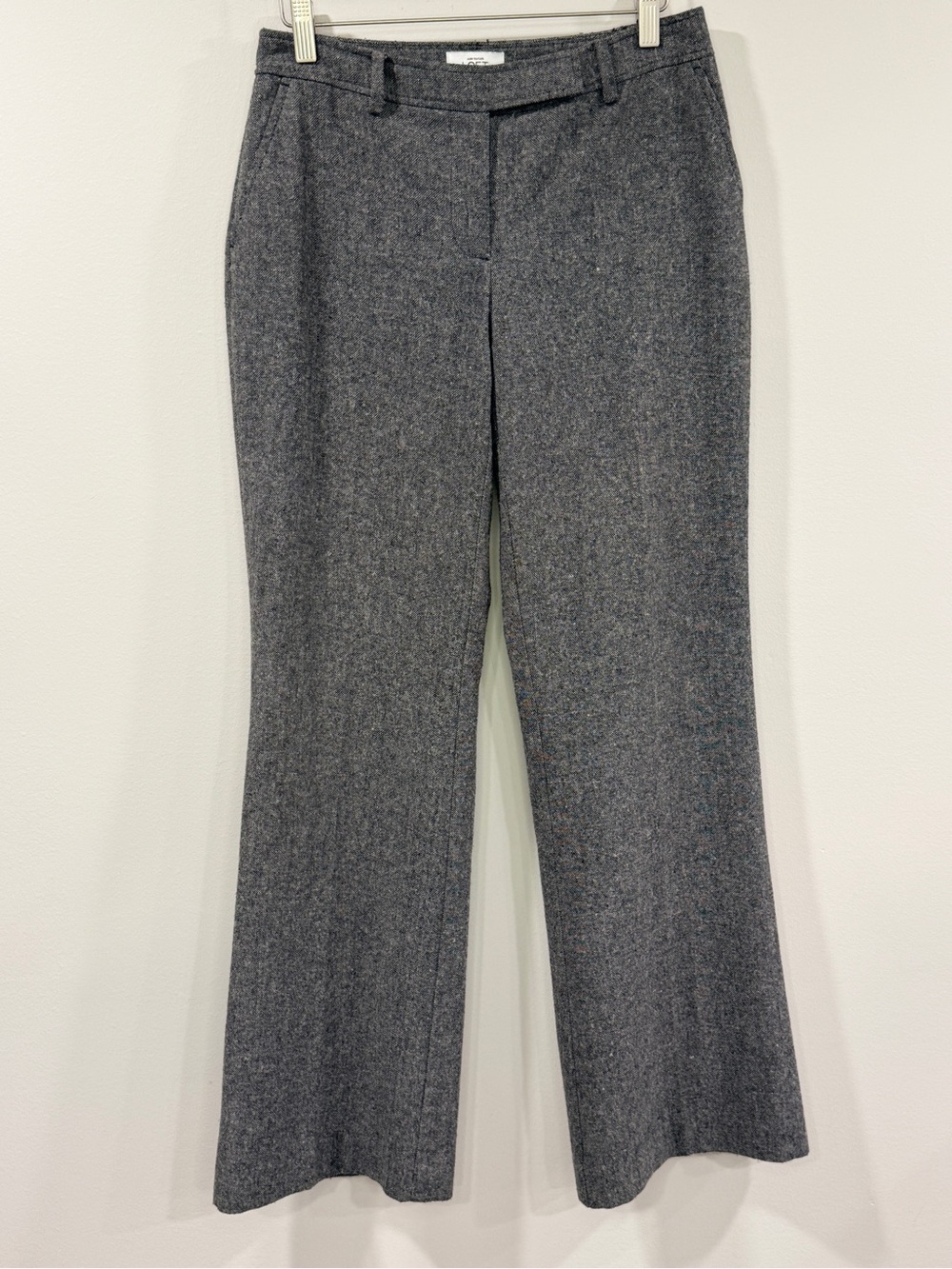 LOFT Women’s Gray Flat Front Wide-Leg Wool-Blend Pants Size 2